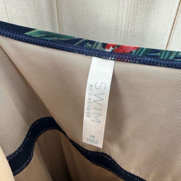 Cacique Swim Women’s 26 Plus Size Tropical Floral Patterned Swim Dress Pool - Picture 2 of 4